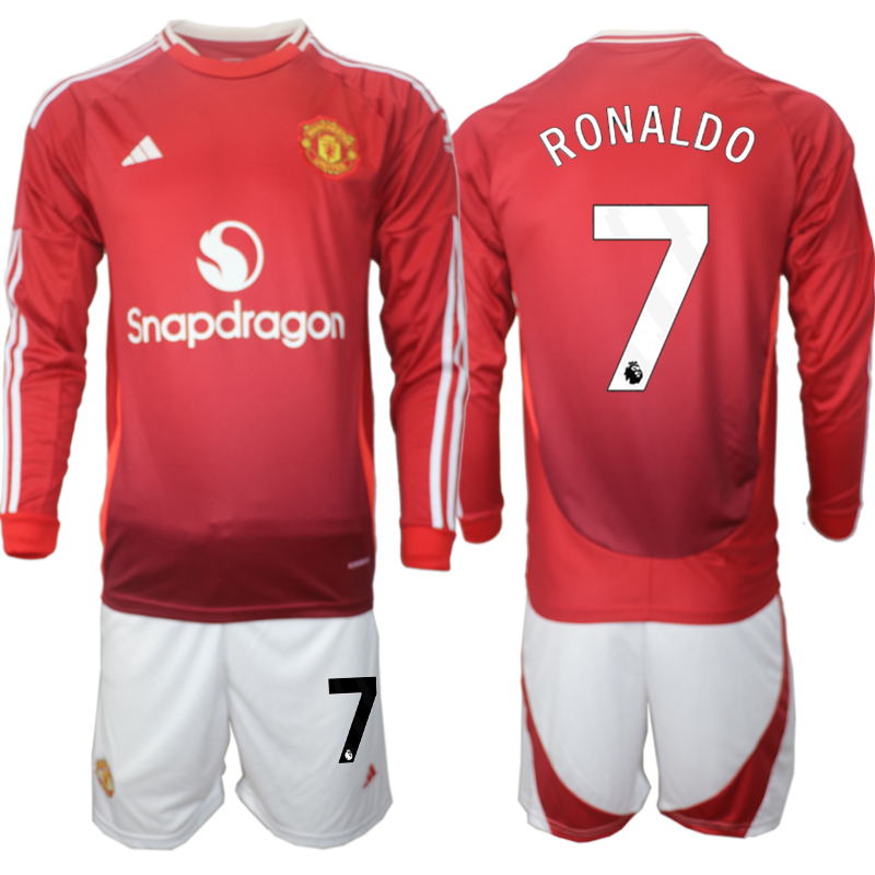 Men 2024-2025 Club Manchester United home Long Sleeves Red #7 Soccer Jersey